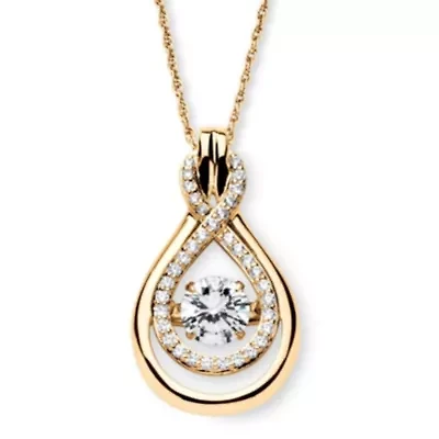 1.25 TCW "CZ in Motion" Drop Necklace 14k Gold-plated Sterling Silver