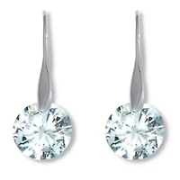 12 TCW Round Cubic Zirconia Silvertone Drop Earrings