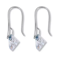 12 TCW Round Cubic Zirconia Silvertone Drop Earrings