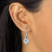 12 TCW Round Cubic Zirconia Silvertone Drop Earrings