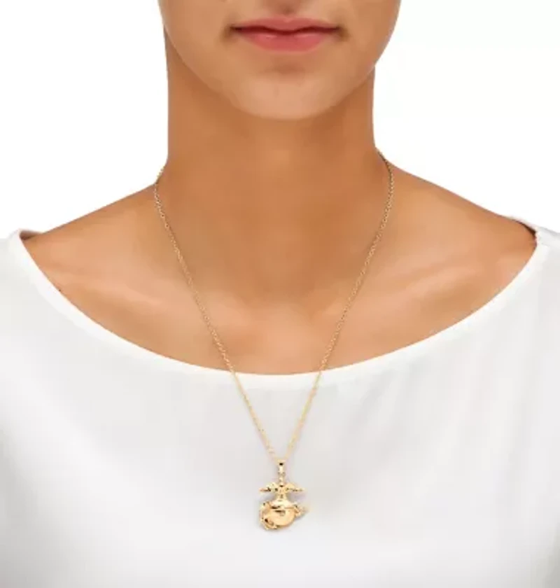 Marine Corps Pendant Necklace Gold-Plated 20"