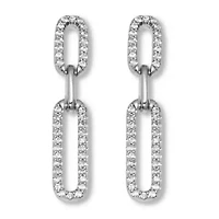 .40 TCW Round Cubic Zirconia Silvertone Paperclip Link Drop Earrings