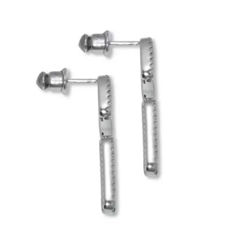 .40 TCW Round Cubic Zirconia Silvertone Paperclip Link Drop Earrings