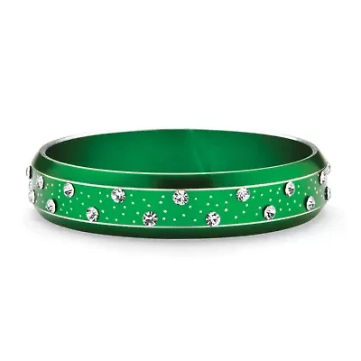 Crystal Bangle Bracelet in Green Ion Plated Stainless Steel