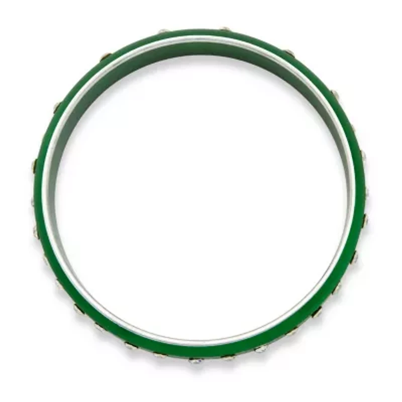 Crystal Bangle Bracelet in Green Ion Plated Stainless Steel