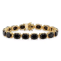 Genuine Black Onyx Gold-Plated Oval-Cut Tennis Bracelet 7.5"