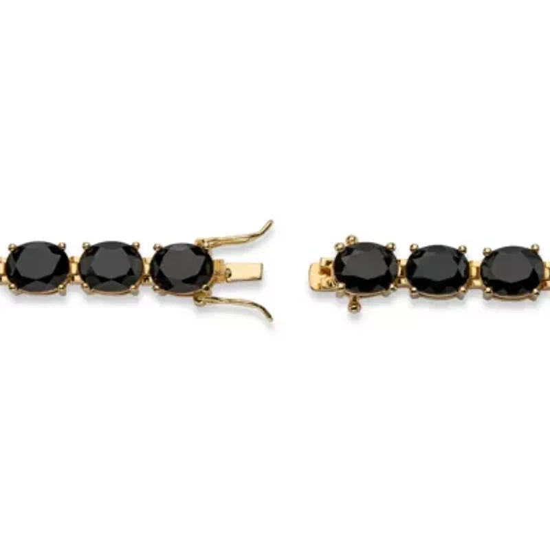 Genuine Black Onyx Gold-Plated Oval-Cut Tennis Bracelet 7.5"
