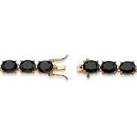 Genuine Black Onyx Gold-Plated Oval-Cut Tennis Bracelet 7.5"