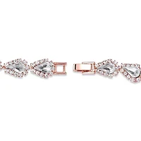 Rose Goldtone Pear-Cut Crystal Halo Strand Bracelet 7"