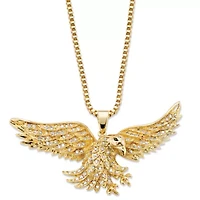 Men's 1 Cttw. Gold-Plated Cubic Zirconia Eagle Pendant (60mm) Necklace 20"