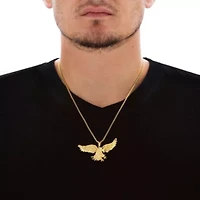 Men's 1 Cttw. Gold-Plated Cubic Zirconia Eagle Pendant (60mm) Necklace 20"
