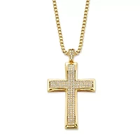 .65 Cttw.Gold-Plated Round Cubic Zirconia Cross Pendant Necklace 20"