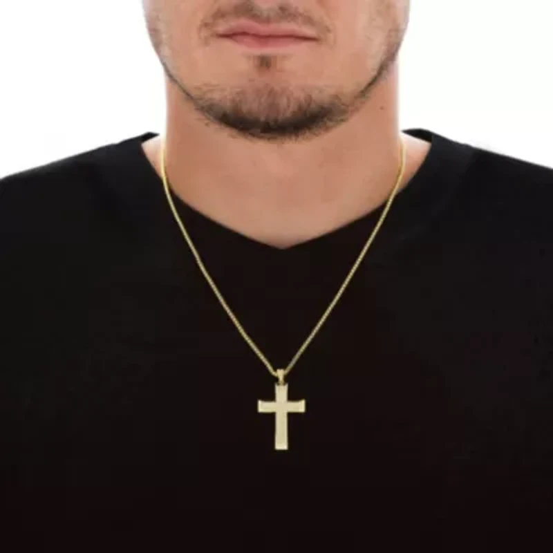 .65 Cttw.Gold-Plated Round Cubic Zirconia Cross Pendant Necklace 20"