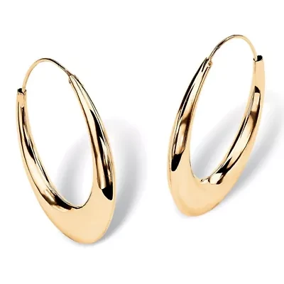 18k Yellow Gold-plated Sterling Silver Puffed Hoop Earrings 1 7/8"