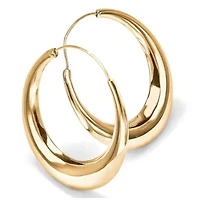 18k Yellow Gold-plated Sterling Silver Puffed Hoop Earrings 1 7/8"