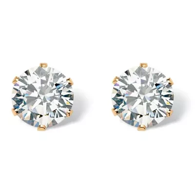 1.96 Cttw. Goldtone Round Cubic Zirconia Stud Earrings