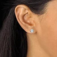 1.96 Cttw. Goldtone Round Cubic Zirconia Stud Earrings