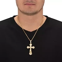 Men's 2.05 Cttw. Cubic Zirconia Gold-Plated Crucifix Necklace 22"