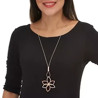 14k Rose-Plated Flower Drop Earring and Necklace Set 36-inch