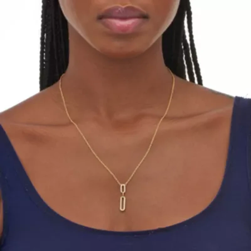 .20 TCW Round Cubic Zirconia 18k Gold-Plated Paperclip Drop Necklace 18-inch
