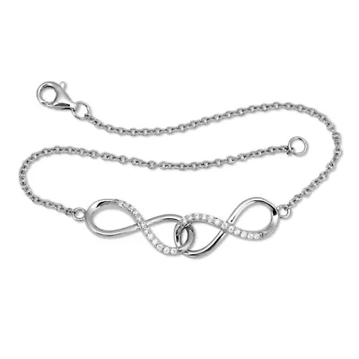.16 TCW Round CZ Sterling Silver Infinity Charm Bracelet 7-inch