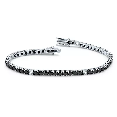 .55 TCW Round Genuine Spinel and Topaz Sterling Silver Tennis Bracelet 7-inch