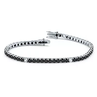 .55 TCW Round Genuine Spinel and Topaz Sterling Silver Tennis Bracelet 7-inch