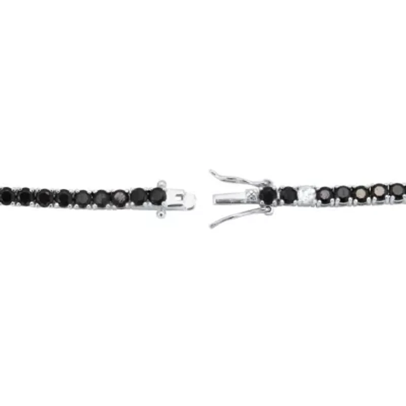 .55 TCW Round Genuine Spinel and Topaz Sterling Silver Tennis Bracelet 7-inch