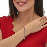 .55 TCW Round Genuine Spinel and Topaz Sterling Silver Tennis Bracelet 7-inch