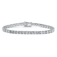 10 TCW Round Cubic Zirconia Silvertone Tennis Bracelet 7-inch