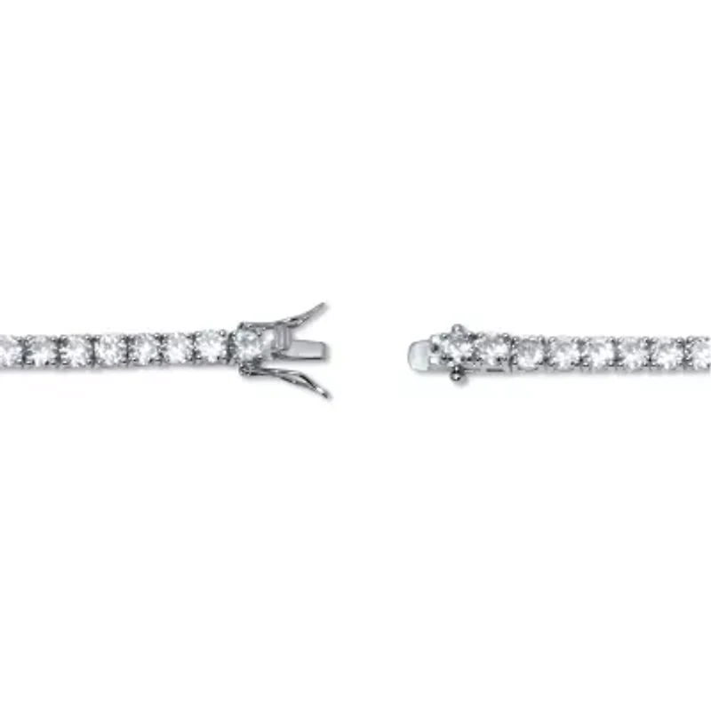 10 TCW Round Cubic Zirconia Silvertone Tennis Bracelet 7-inch