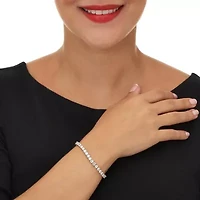 10 TCW Round Cubic Zirconia Silvertone Tennis Bracelet 7-inch