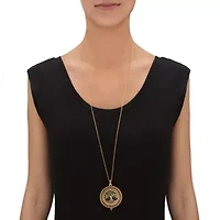 Tree of Life Antiqued Goldtone Magnifying Glass Pendant Necklace 24"