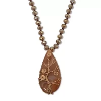 Boho Glass Beaded Goldtone Tree Pendant Necklace 34-inch