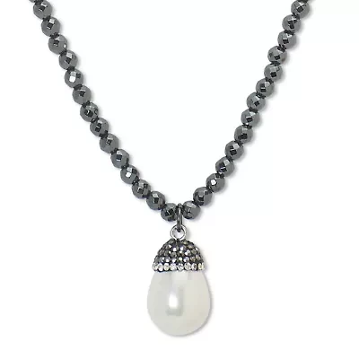 Genuine Cultured Freshwater Pearl Black Ruthenium-Plated Necklace 19 to 21-inch