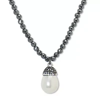 Genuine Cultured Freshwater Pearl Black Ruthenium-Plated Necklace 19 to 21-inch