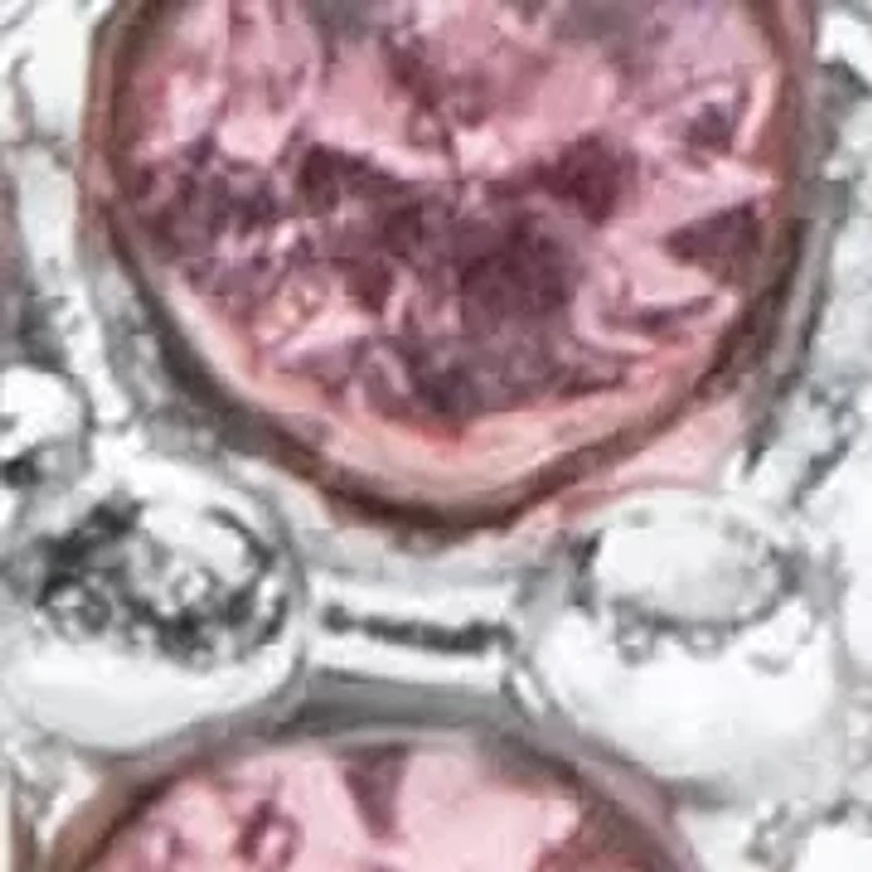 Pink Crystal Silvertone Bali-Style Braided Pink Cord Beaded Charm Bracelet 7.5"