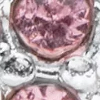 Pink Crystal Silvertone Bali-Style Braided Pink Cord Beaded Charm Bracelet 7.5"