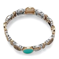 Enamel Sandy Toes PalmBeach Stretch Bracelet in Silvertone