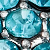 Silvertone Aquamarine Religious Fish Charm Bracelet 7.5 Inches