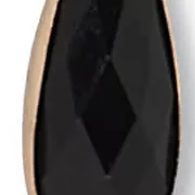 Black Crystal Pendant Goldtone Y Necklace 24-inch, plus 2-inch extension