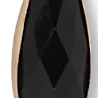 Black Crystal Pendant Goldtone Y Necklace 24-inch, plus 2-inch extension