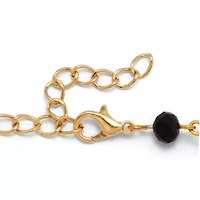 Black Crystal Pendant Goldtone Y Necklace 24-inch, plus 2-inch extension