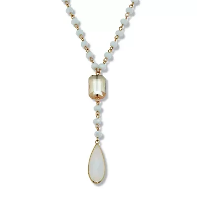 Aurora Borealis Crystal Goldtone Y Necklace 24 to 26-inch length