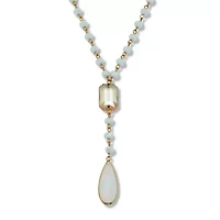 Aurora Borealis Crystal Goldtone Y Necklace 24 to 26-inch length