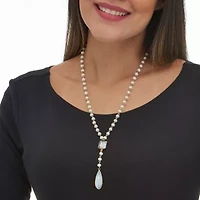 Aurora Borealis Crystal Goldtone Y Necklace 24 to 26-inch length