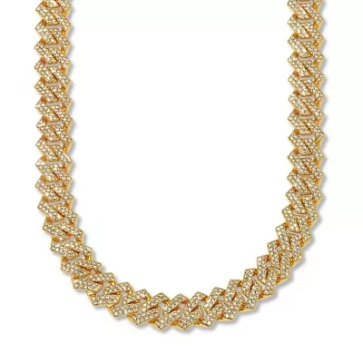 Round Crystal Goldtone Link Necklace 24-inch