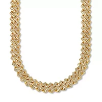 Round Crystal Goldtone Link Necklace 24-inch