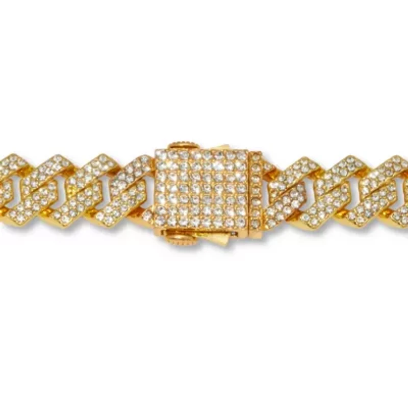 Round Crystal Goldtone Link Necklace 24-inch