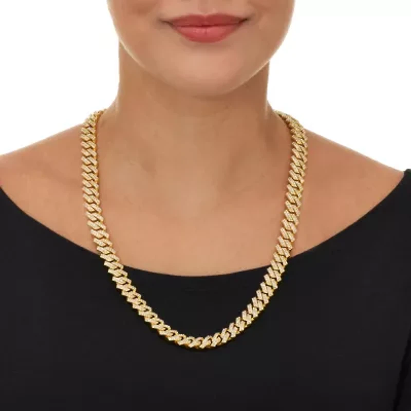 Round Crystal Goldtone Link Necklace 24-inch